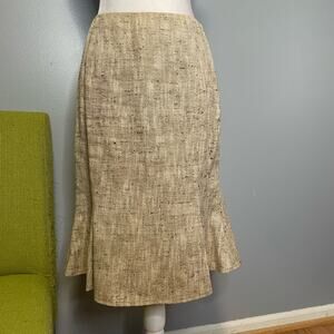 Eccoci Tan Tweed Silk Blend A-Line Knee Length Skirt 4